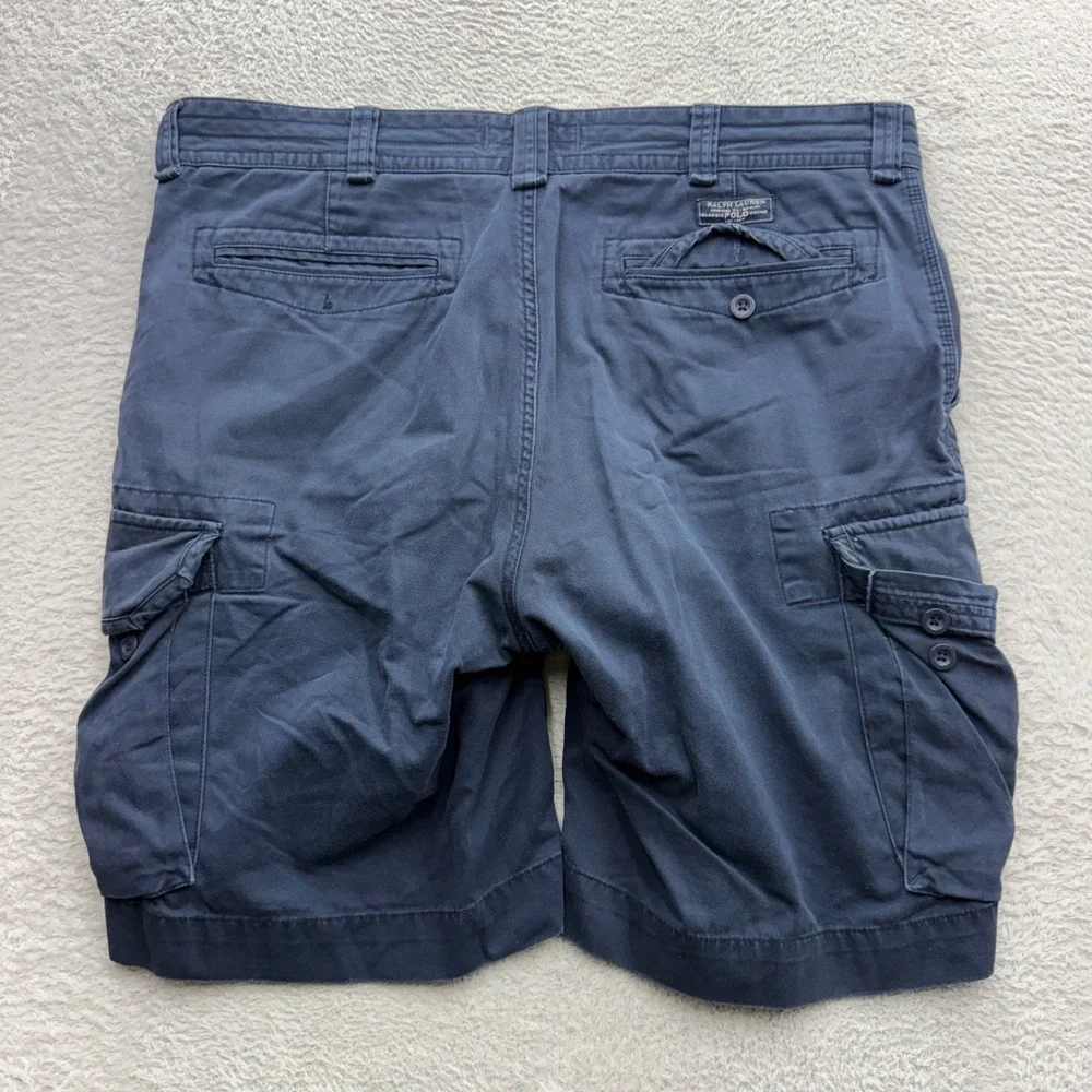 Polo Ralph Lauren Men Navy Blue Cotton Cargo Shorts Size 40T Relaxed Fit Utility